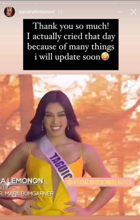 Sandra Lemonon shares cryptic posts after Miss Universe Philippines 2020