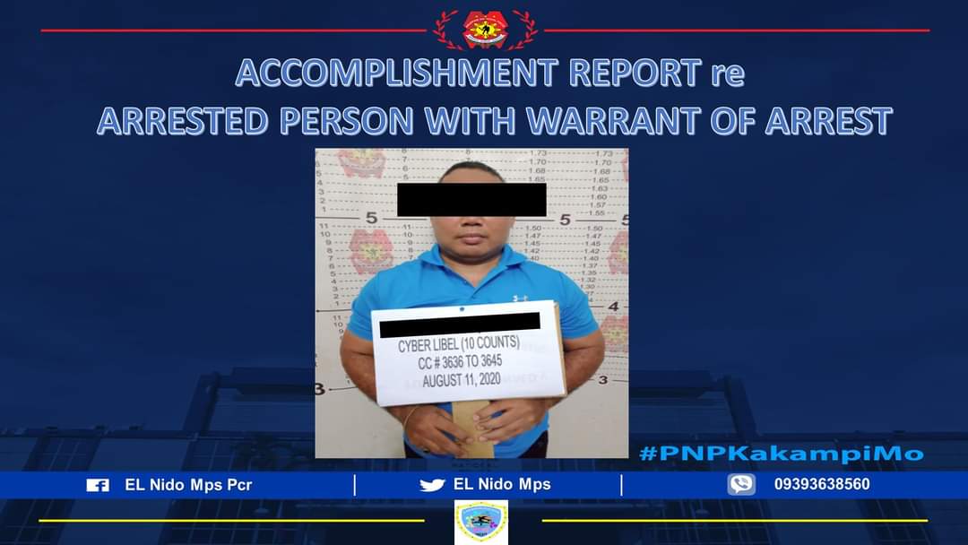 Boholano wanted for cyberlibel arrested in El Nido, Palawan