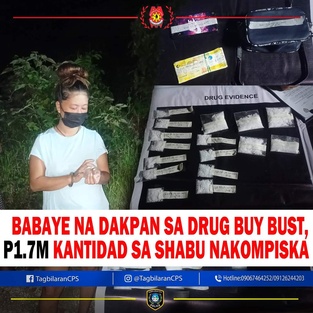 P1. 7 Million nga ‘shabu’ nakuha sa Tagbilaran, Madamme Gem arestado