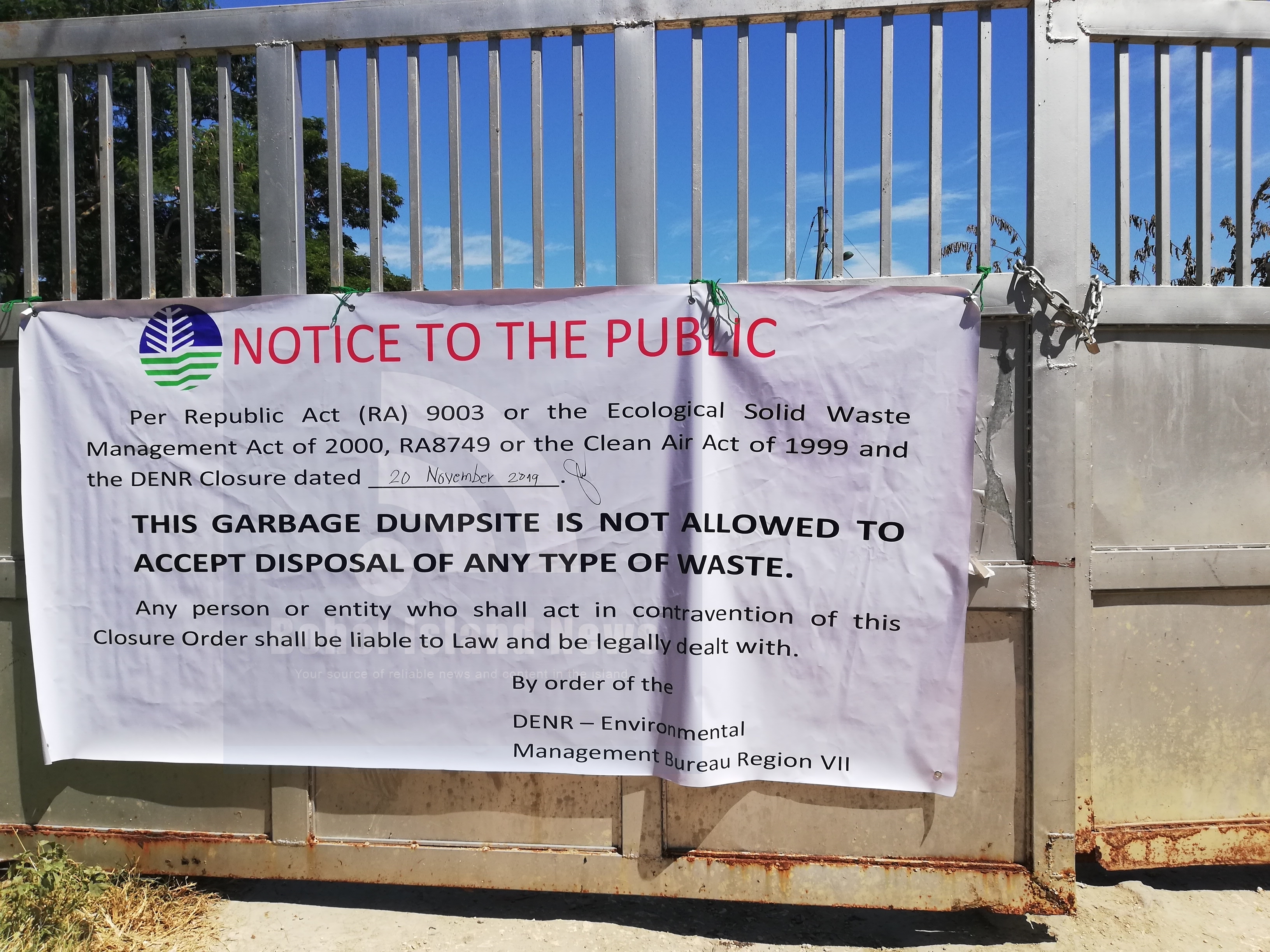 DENR shuts down Tagbilaran ‘open dumpsite’