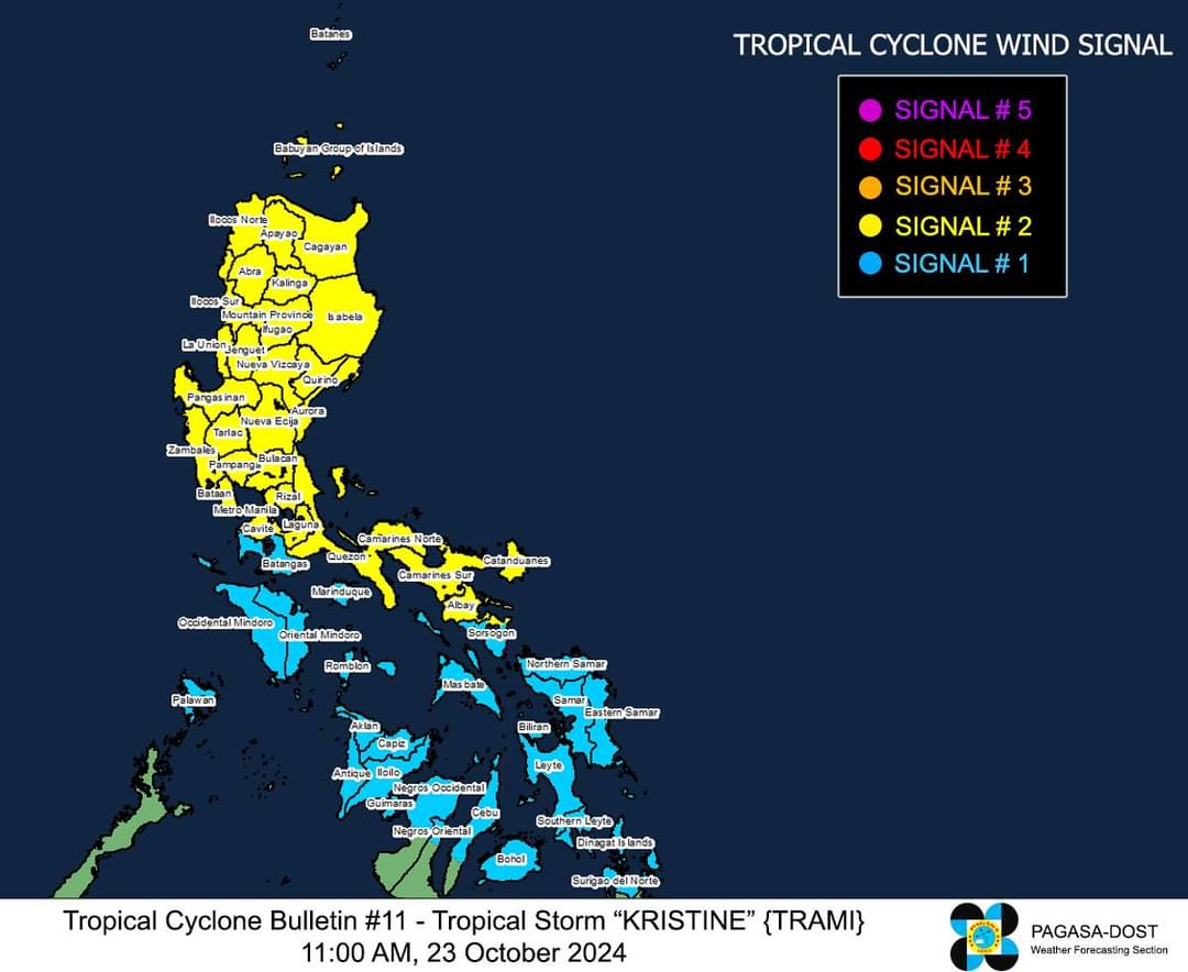 Kristine a severe tropical storm, Signal No. 1 still raised in Bohol