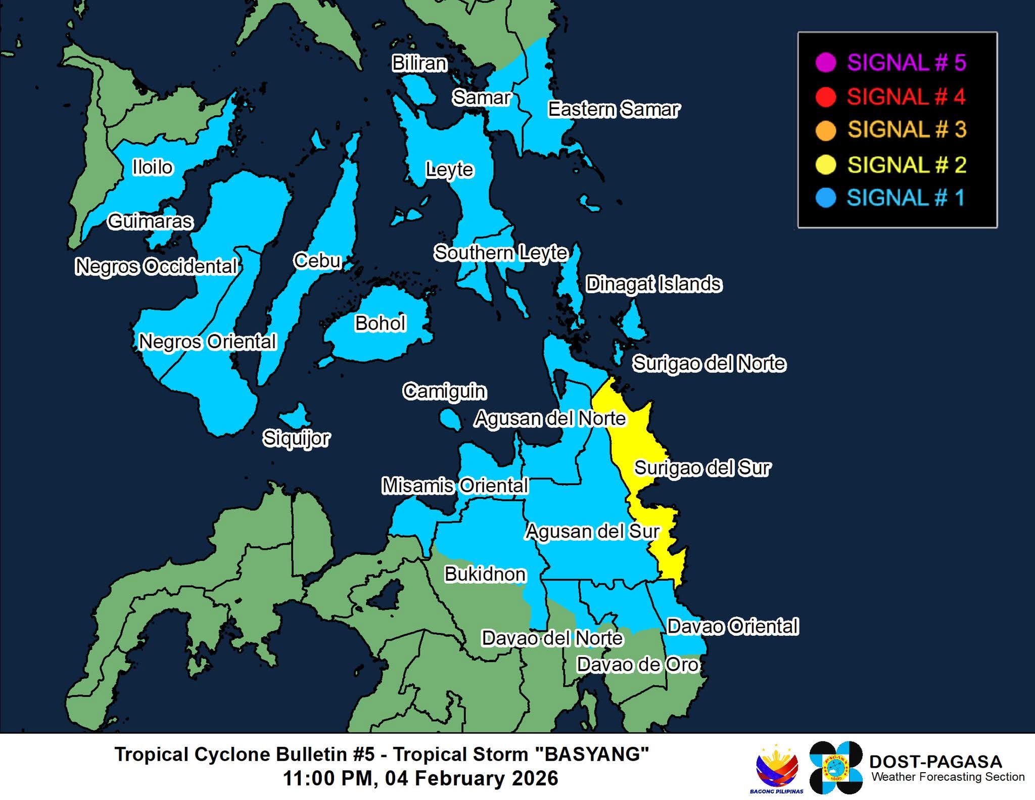 Bohol placed under Signal No. 1 as Tropical Storm Basyang intensifies