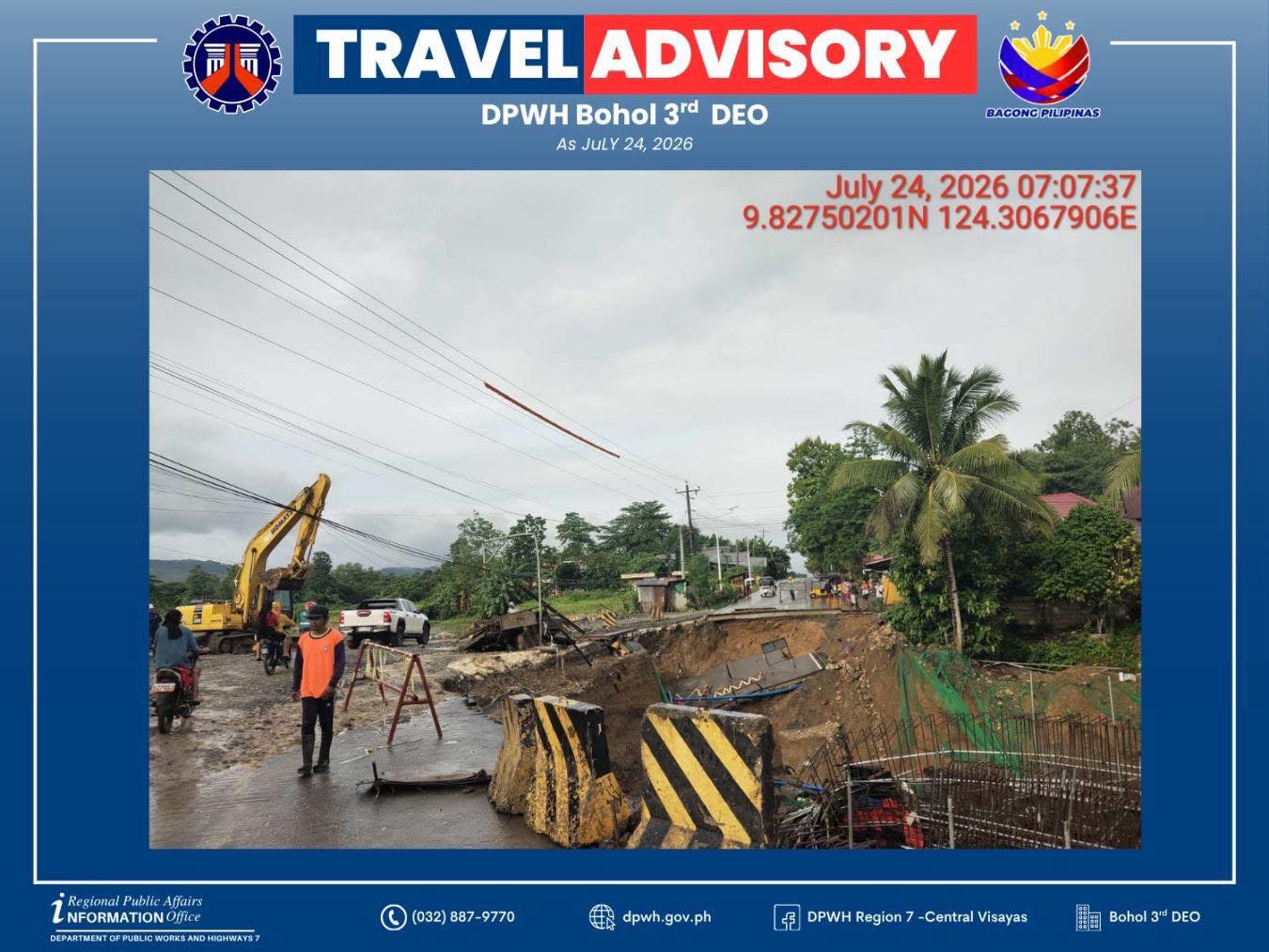 LIGHT VEHICLES ONLY ALLOWED ON NATIONAL ROAD NEAR PILAR DAM